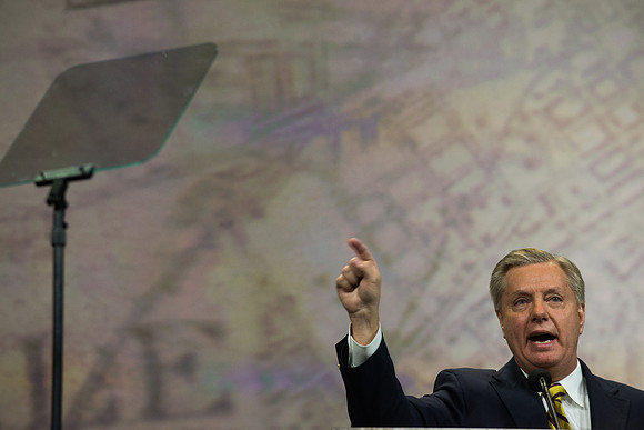 Republican Presidential Contenders Speak At 2015 NRA Convention.