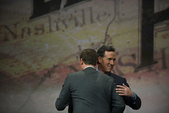 Former Pennsylvania Senator Rick Santorum with NRA's Chris Cox