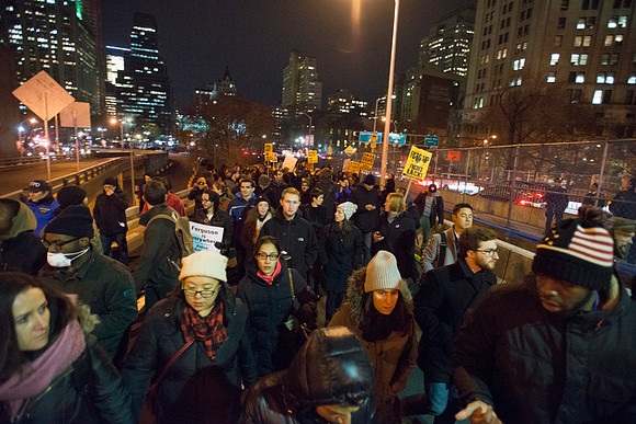 Protests against Police Violence in New York City Cross the Broo