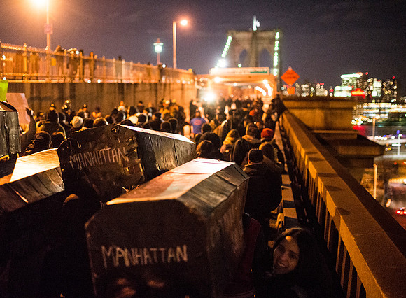 Protests against Police Violence in New York City Cross the Broo