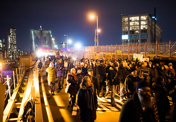 Protests against Police Violence in New York City Cross the Broo