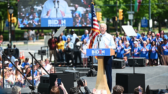 Fmr Vice President Joe Biden speaks in Philadelphia, PA.