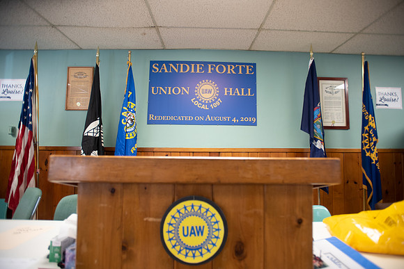 Inside the UAW 1097 hall.