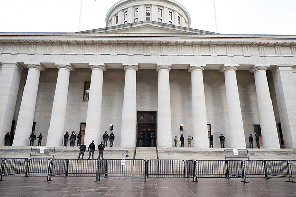 Security around Columbus, OH Capitol Building Jan 16th - Day before rally