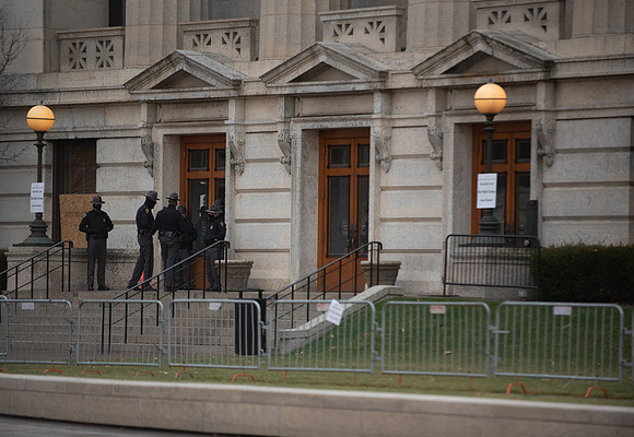 Security around Columbus, OH Capitol Building Jan 16th - Day before rally
