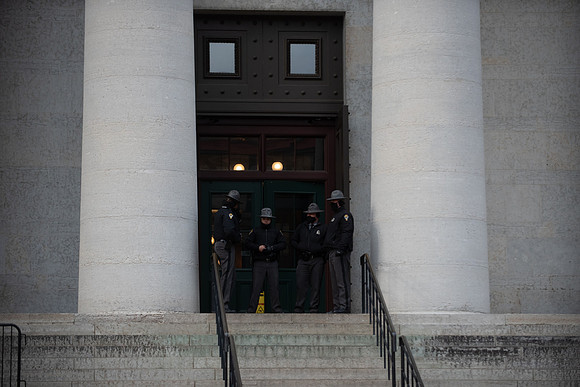Security around Columbus, OH Capitol Building Jan 16th - Day before rally