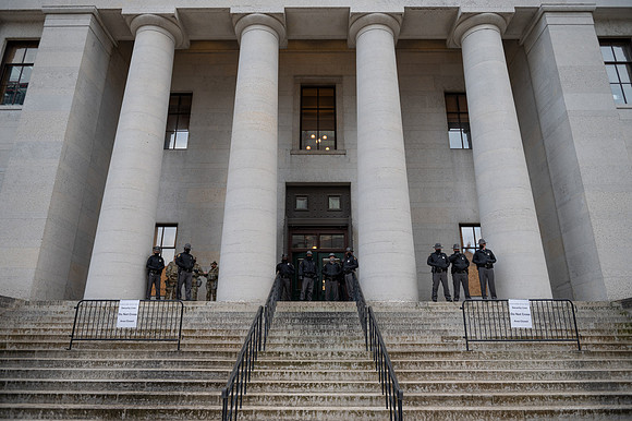 Security around Columbus, OH Capitol Building Jan 16th - Day before rally