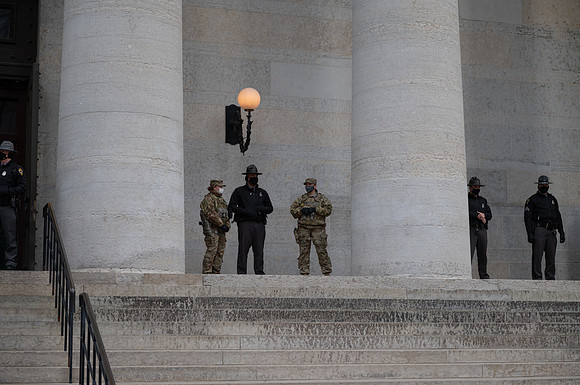 Security around Columbus, OH Capitol Building Jan 16th - Day before rally