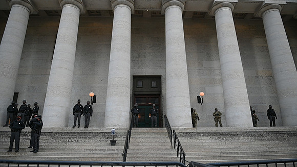 Security around Columbus, OH Capitol Building Jan 16th - Day before rally