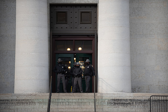 Security around Columbus, OH Capitol Building Jan 16th - Day before rally