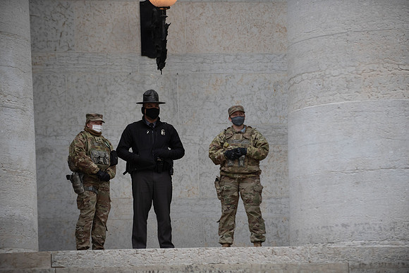 Security around Columbus, OH Capitol Building Jan 16th - Day before rally