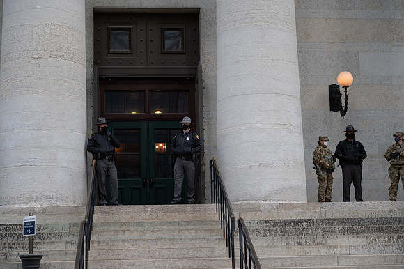 Security around Columbus, OH Capitol Building Jan 16th - Day before rally